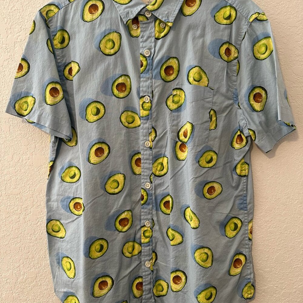 Urban Pipeline Avocado Print Short Sleeve Button Down Shirt - L